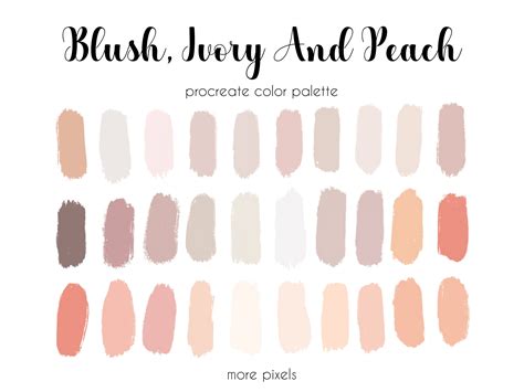 Blush Ivory and Peach, Procreate Color Palette, Hex Code, Ipad, Color Palette, Swatches, INSTANT ...