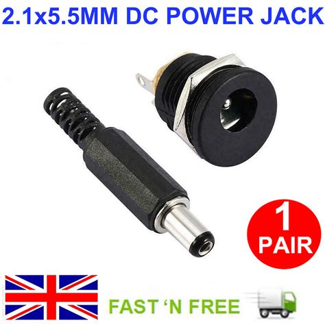 1 PAIR 12V MALE FEMALE SOCKET PANEL MOUNT BARREL JACK PLUG DC POWER ...