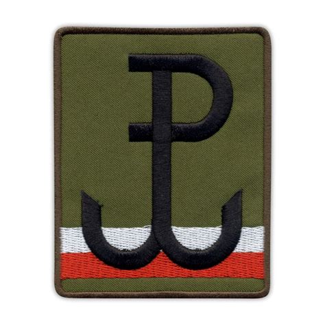 Fighting Poland Anchor with polish flag - olive Embroidered Patch/Badge