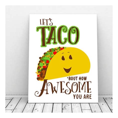 Funny Pun Art Instant Download Printable Art Let's Taco