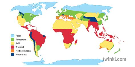 clima zona mapa mundial geografía ks3 Illustration - Twinkl