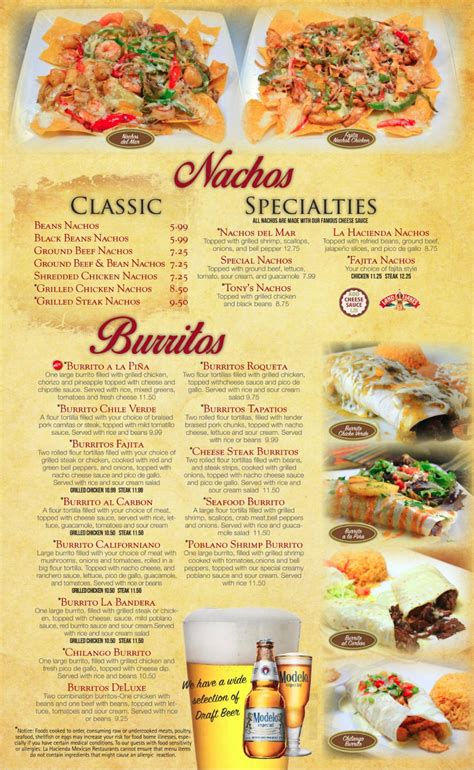 La Hacienda Mexican Restaurant menu in Braselton, Georgia, USA