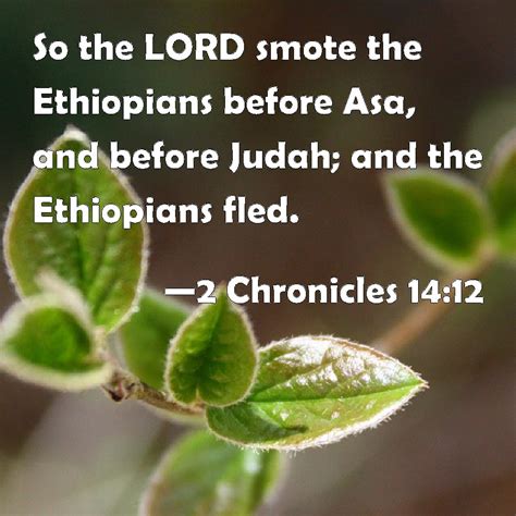 2 Chronicles 14:12 So the LORD smote the Ethiopians before Asa, and ...