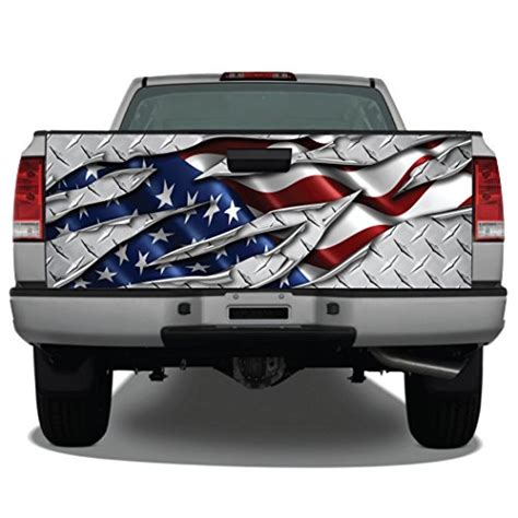 American Flag Ripped Metal Diamond Plate Truck Tailgate Wrap Vinyl ...