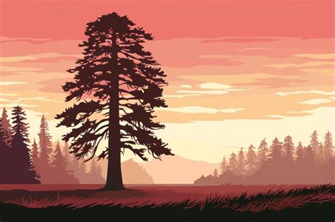 Premium AI Image | Silhouette of coniferous forest at sunset art ...