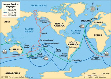 Captain James Cook Map Of Voyages - Map Of Staten