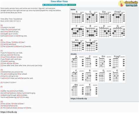 Chord: Time After Time - tab, song lyric, sheet, guitar, ukulele | chords.vip