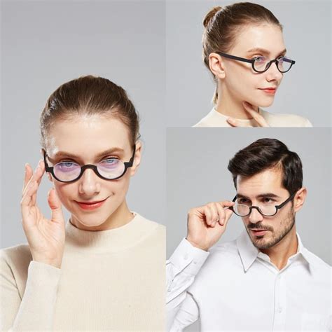 AMILLET Half Moon Reading Glasses for Men and Women Lightweight Retro Round Half Frame Readers ...