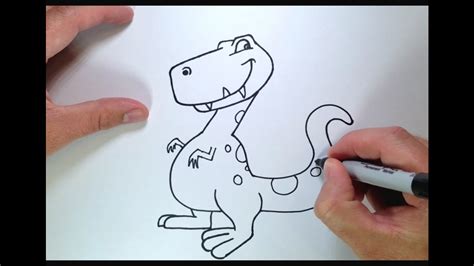 How to Draw a Cartoon Dinosaur - YouTube