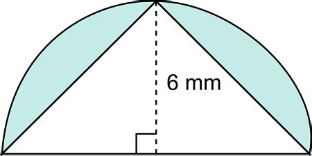 A triangle is placed in a semi-circle with a radius of 6 mm, as shown ...