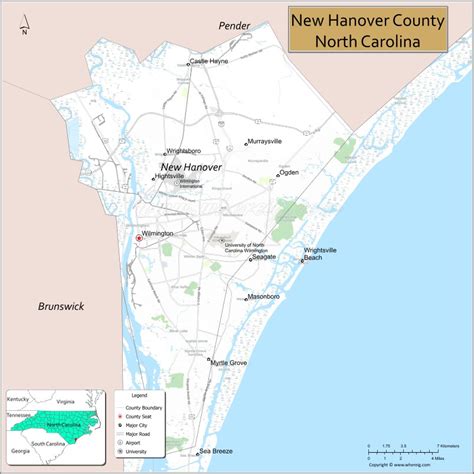 Map of New Hanover County, North Carolina, USA - Check Where is Located ...