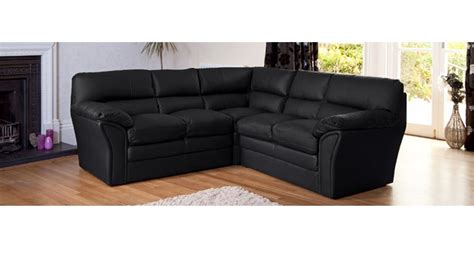 Black Leather Corner Sofa - Homegenies