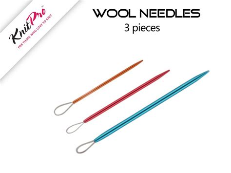 Knitpro Wool Needles Set 3 Pieces in 3 Colors and 3 Sizes Knitting ...