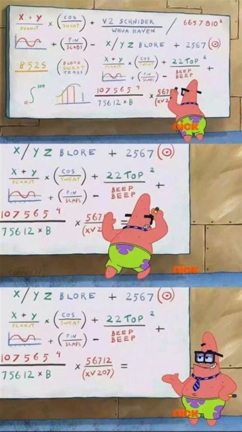 Create meme "mathematical problem, math meme formulas, bob sponge ...