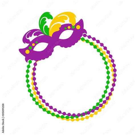 Mardi Gras svg Monogram ring Mask and Beads clipart Fat Tuesday New ...