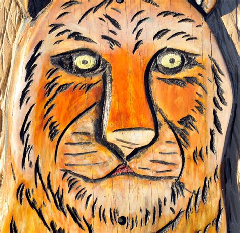 Wooden Tiger Face Free Stock Photo - Public Domain Pictures