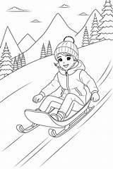 Premium Vector  Coloring Page A sledding Adventure Down Snowy Hill sketch template