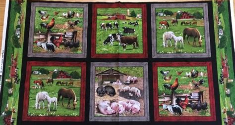 Farm Fabric, Farm Animals, Panel 7052 | Farm animal fabric, Farm ...