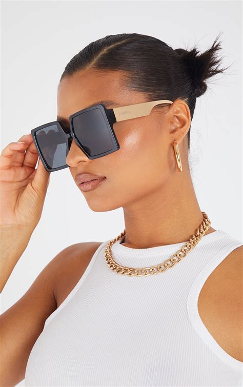 Plt Black Square Oversized Sunglasses | PrettyLittleThing AUS