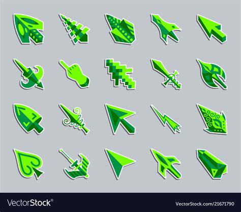 Mouse cursor patch sticker icons set Royalty Free Vector