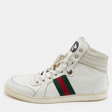 Gucci White Leather Web Detail High Top Sneakers Size 44.5 Gucci | The ...