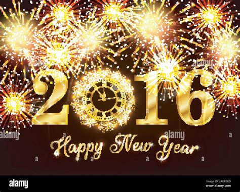 Happy new year 2016 with gold firework. vector Stock Vector Image & Art - Alamy