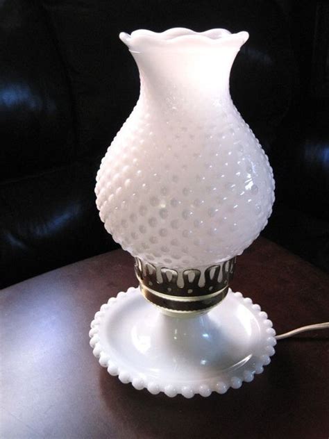 Vintage 1960s ANTIQUE White Hobnail Milk Glass HURRICANE