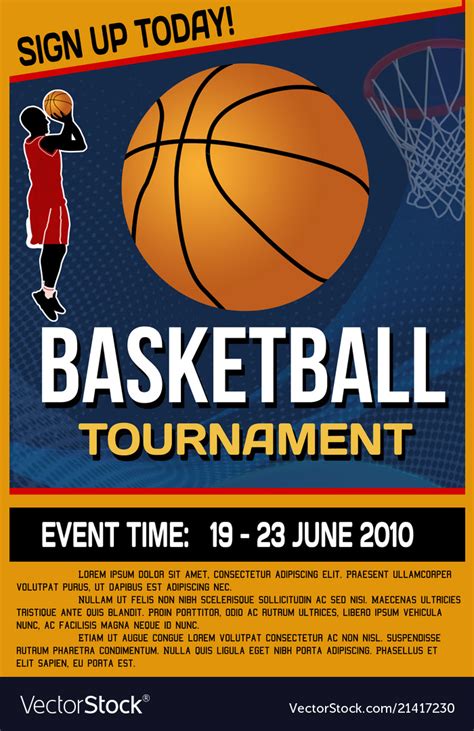 Basketball tournament flyer or poster Royalty Free Vector