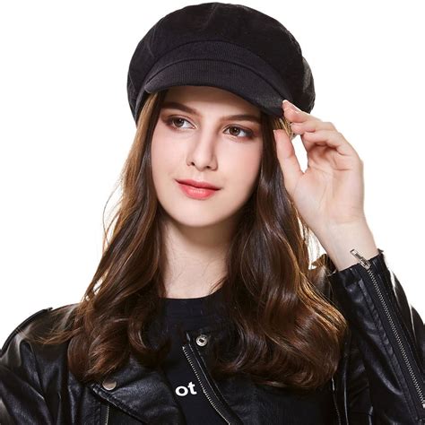 CAP SHOP Baret Corduroy Winter Octagonal Hats For Women Newsboy Cap ...