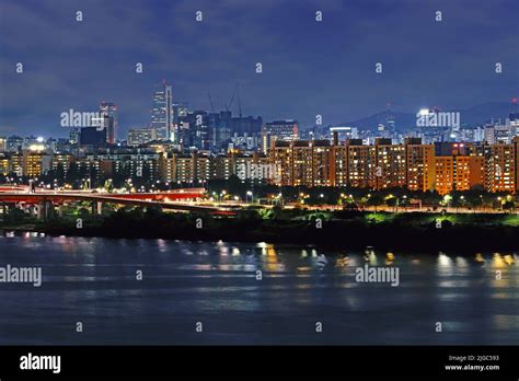 the night view of Seoul and the Han River Stock Photo - Alamy