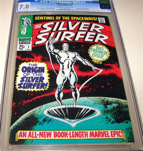 SILVER SURFER # 1, 1968, CGC VF 7.0. Origin of the Silver Surfer. Also Tales of the Watcher ...