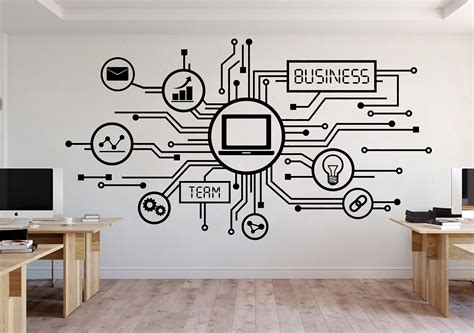 Circuit Board Wall Decal, Technology Vinyl Wall Art Decals, Company ...