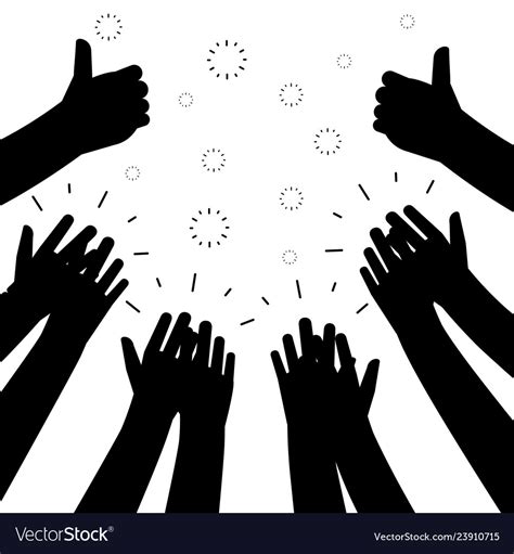 Black clapping hands silhouettes isolated Vector Image