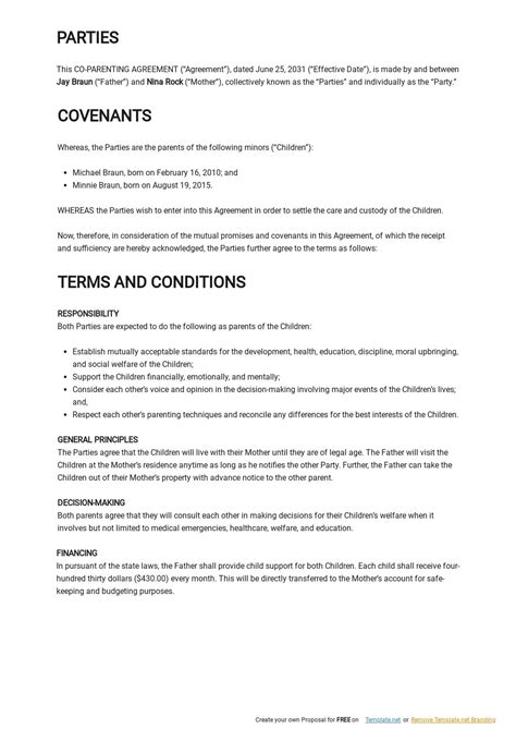 Coparenting Agreement Template