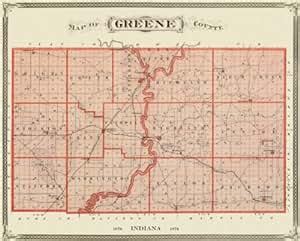 GREENE COUNTY INDIANA (IN) LANDOWNER MAP 1876: Amazon.co.uk: Welcome