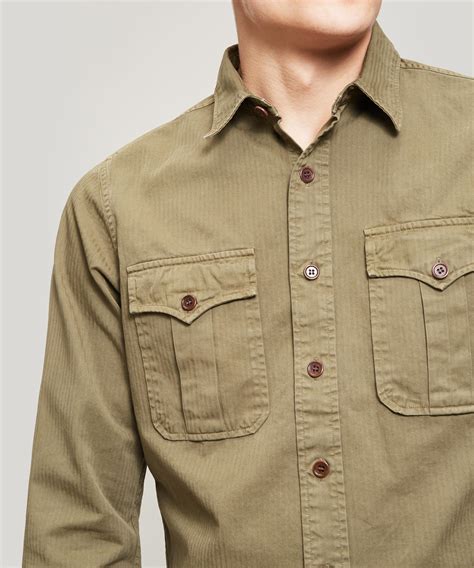 Lyst - Rrl Cotton Herringbone Twill Shirt in Green for Men