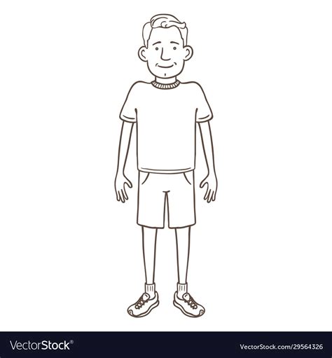 Cartoon outline character - young man in sport Vector Image