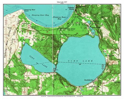 Glen Lake 1957 - Custom USGS Old Topo Map - Michigan 2 - OLD MAPS