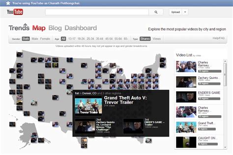 YouTube Trends Map แผนที่บอกความนิยมการชมวิดิโอในแต่ละพื้นที่ ...