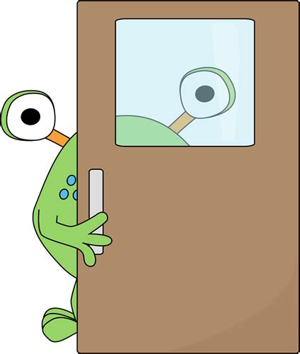 Monster Behind a Door Clip Art - Monster Behind a Door Image