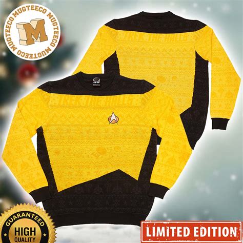 Official Star Trek Trek The Halls Captain Kirk Uniform Yellow Ugly ...