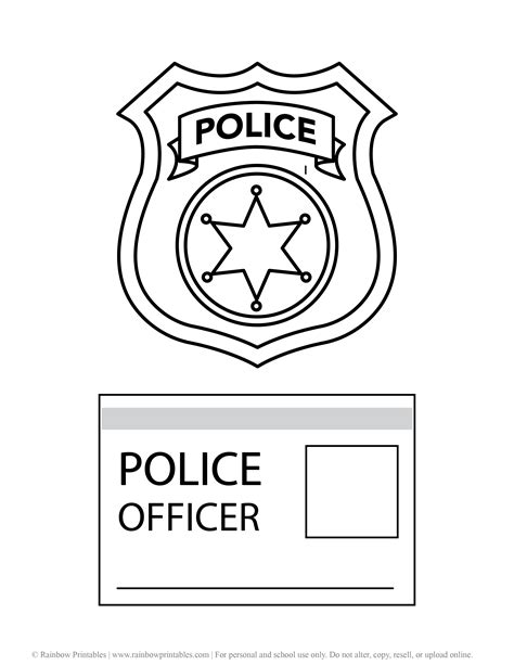 Kid Mock Police Officer Badges License Printable Cop Costume Play Kids Police Officer Costume ...