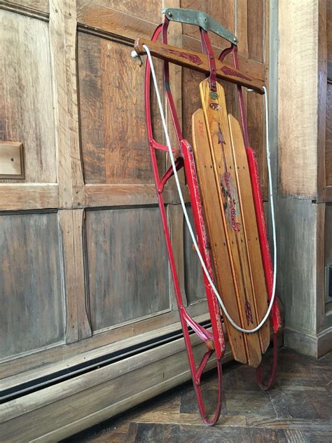 Vintage Wooden Sled, Christmas Decor Sled, Antique Sled, Flexible Flyer