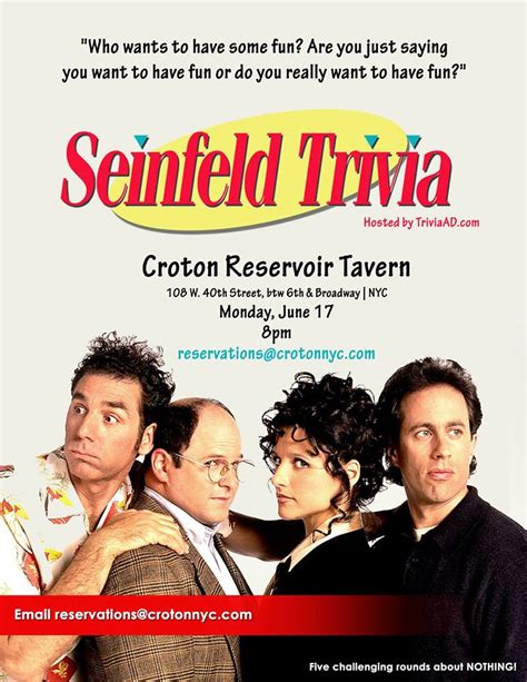 Seinfeld Trivia at Croton Lounge - MurphGuide: NYC Bar Guide