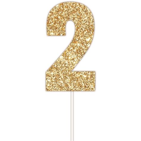 Artwrap Number 2 Glitter Cake Topper - Gold | BIG W