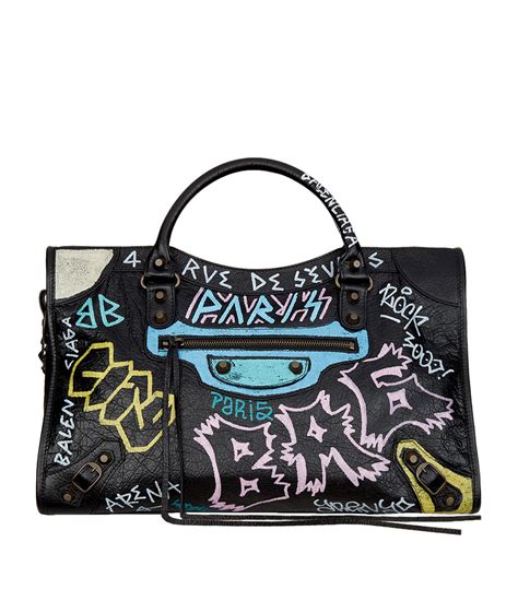 Balenciaga Classic City Graffiti Bag in Black | Lyst