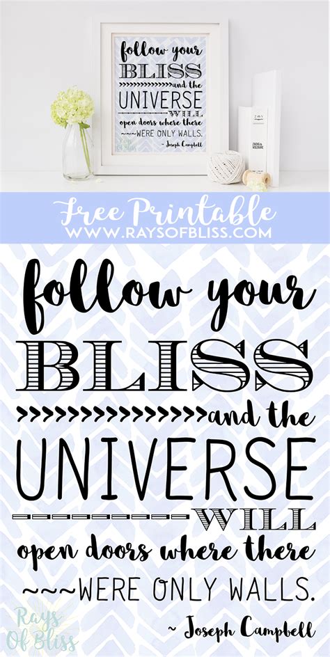 Follow Your Bliss Quote Free Printable from Rays of Bliss