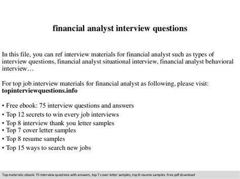 Financial analyst interview questions