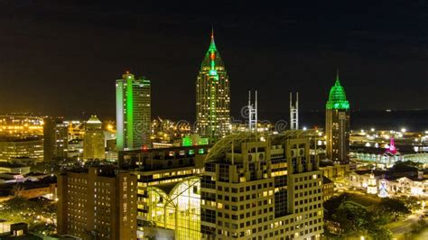 Mobile, Alabama Skyline at Night Editorial Photo - Image of cityscape ...