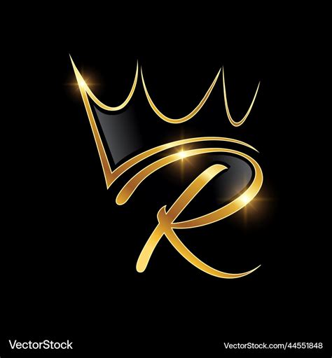 Gold monogram crown logo initial letter r Vector Image